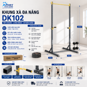 Khung Xà Đơn Đa Năng DK-102 Chịu Tải 150Kg, Điều Chỉnh 155cm-216cm Thép Hộp 4*4cm dày 1.2mm